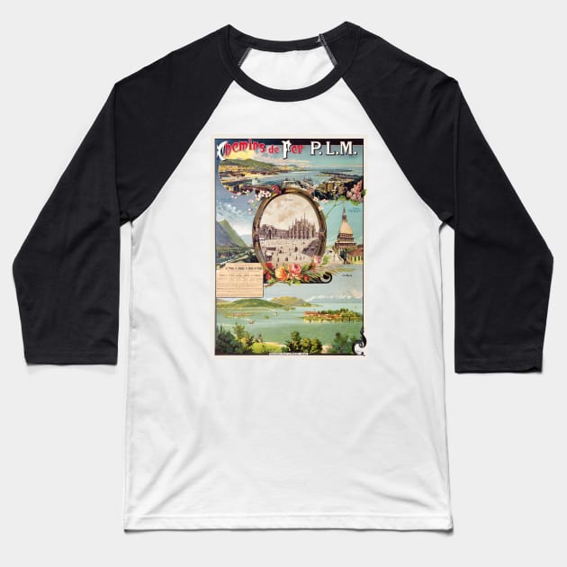 Chemins de fer PLM Italy Vintage Poster 1895 Baseball T-Shirt by vintagetreasure